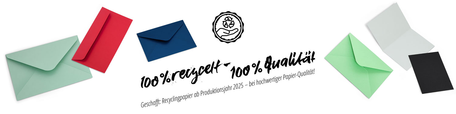 Recyclingpapier für einen Teil unserer Papiere