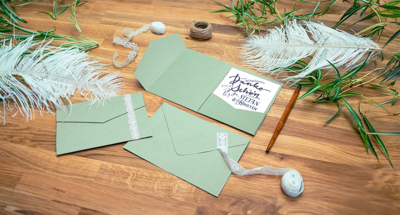 Pocketfolds mit Hochzeitsdeko